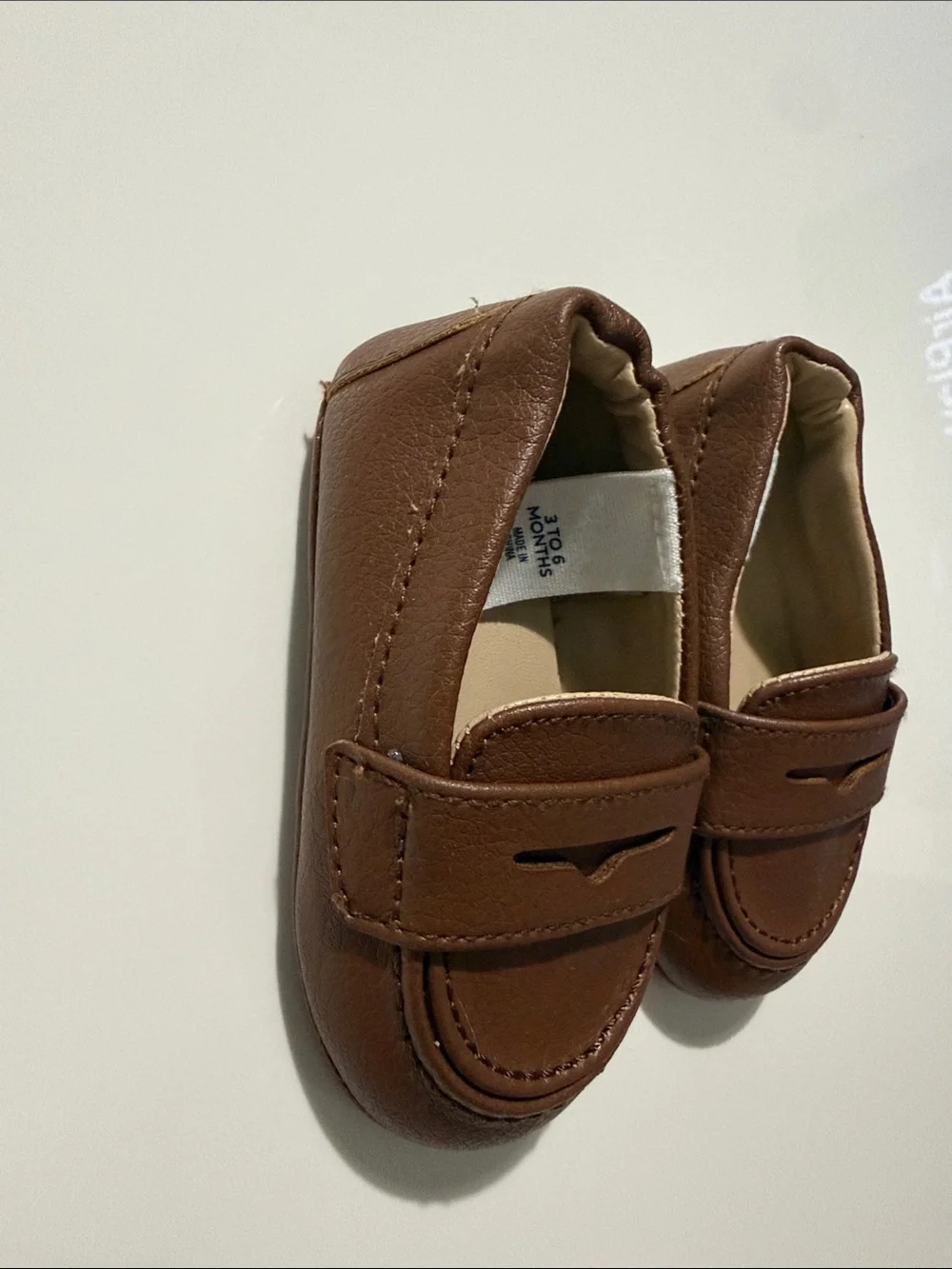 Janie and Jack leather baby Penny Loafer size 3-6 months in color brown